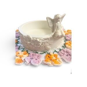 PartyLite Cream Ceramic 3 wick candle holder- Excellent condition